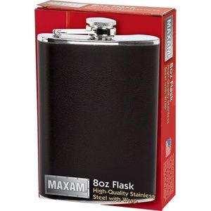 GROOMAN GIFTS 8oz Flask with Black Wrap
